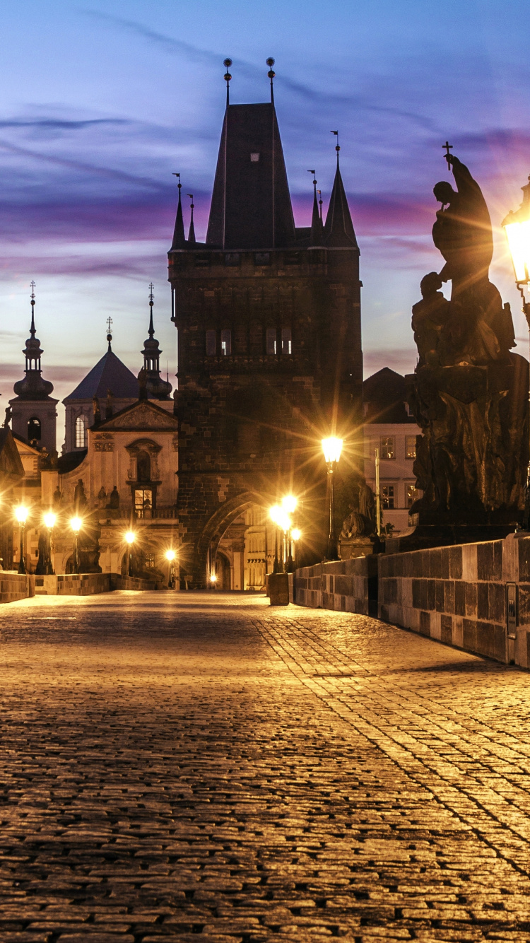 Обои Карлов мост, Пражский град, Собор Святого Вита, ориентир, городок в разрешении 750x1334