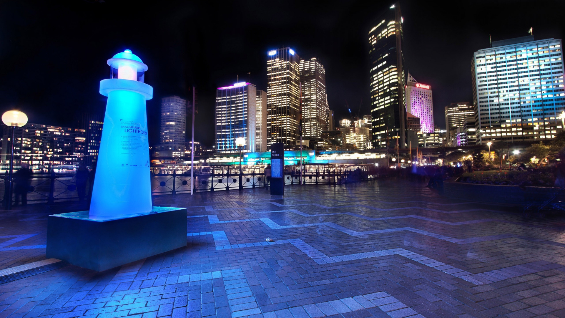 Обои ориентир, ночь, свет, архитектура, городской район в разрешении 1920x1080