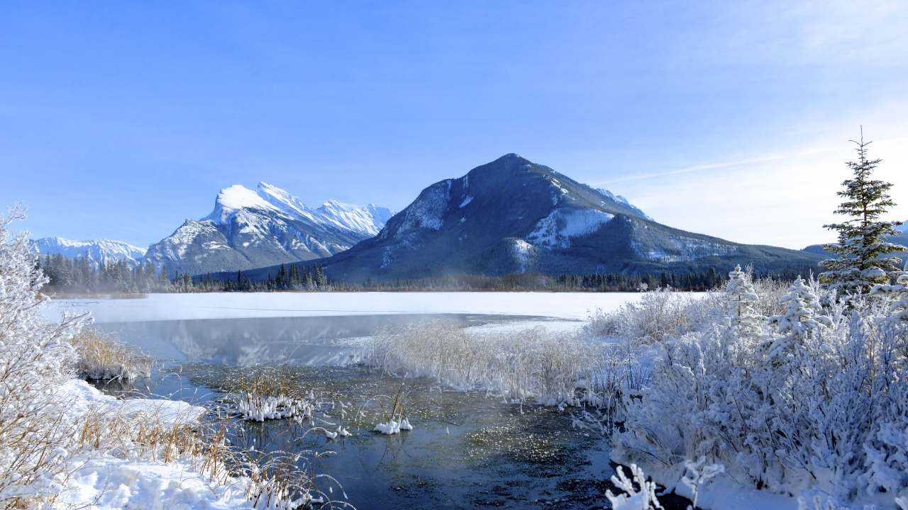 Обои зима, снег, гора, природа, дикая местность в разрешении 1280x720