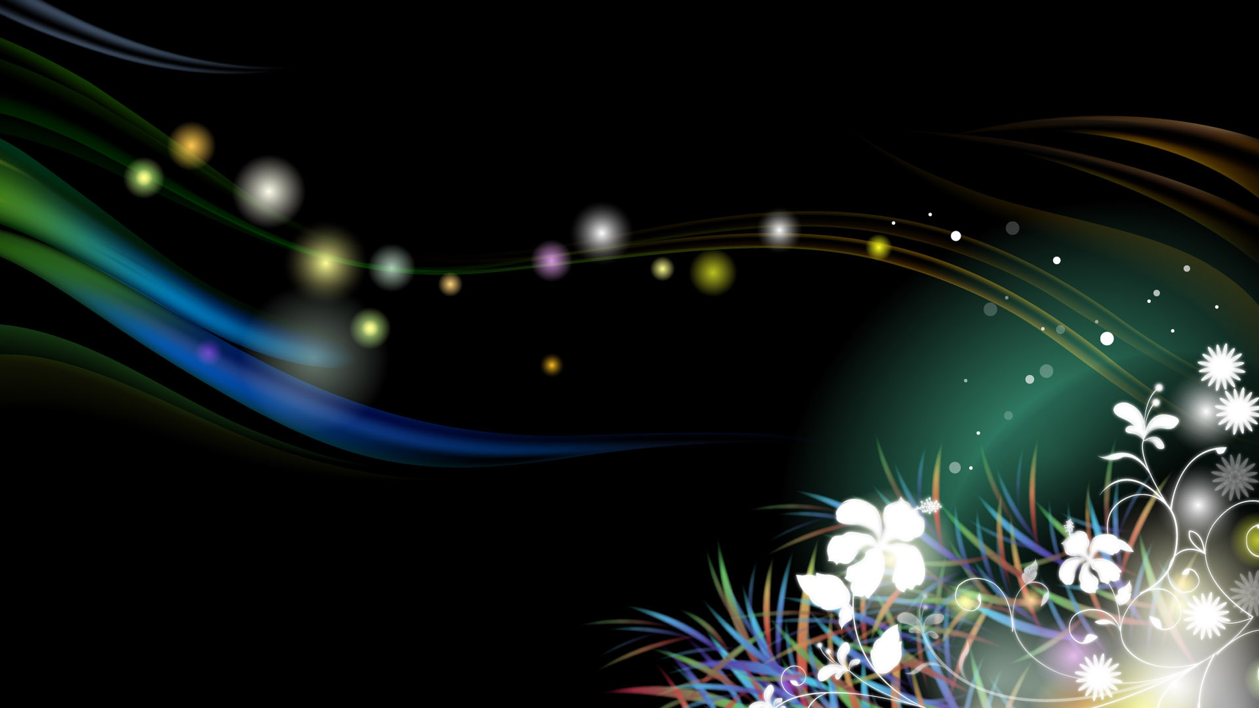 Обои Флора, тьма, фрактальное искусство, спецэффекты в разрешении 2560x1440