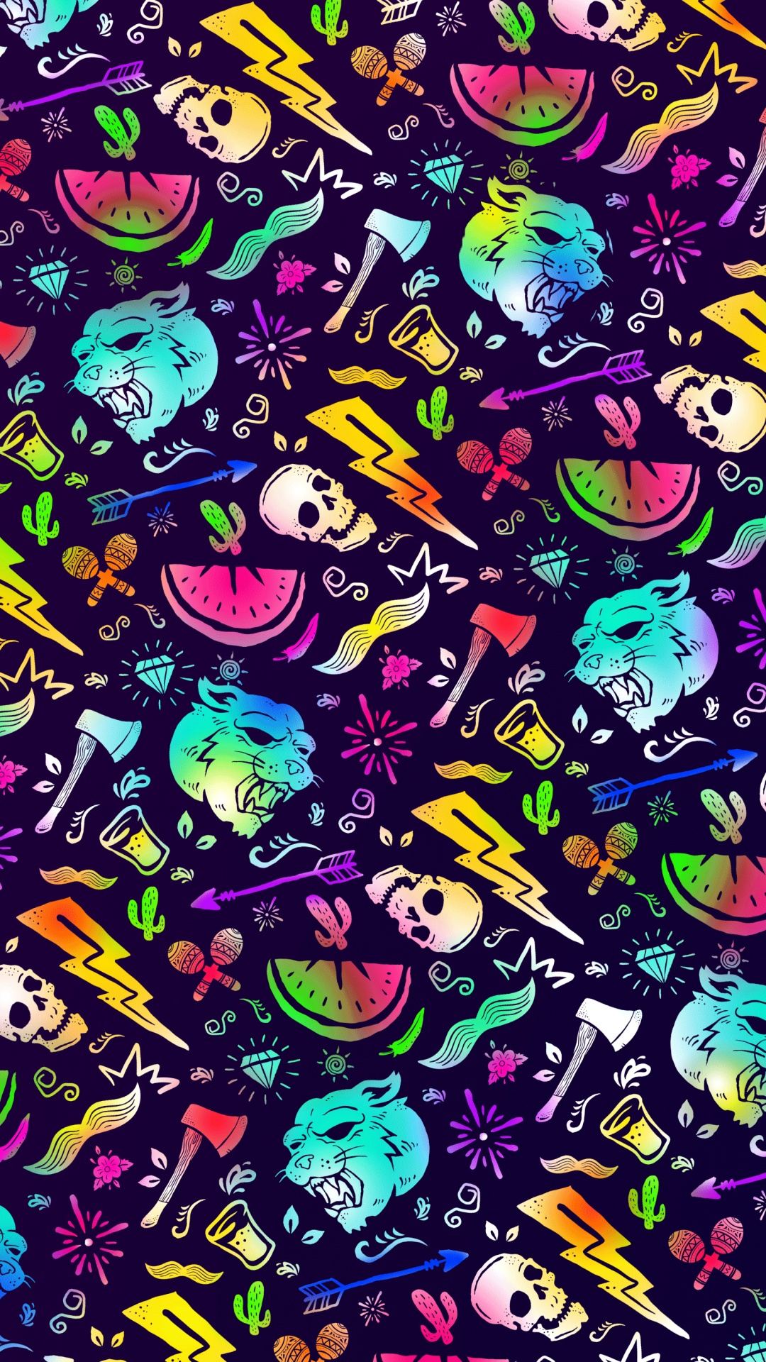 Обои узор, арт, живопись, круг, электрик в разрешении 1080x1920