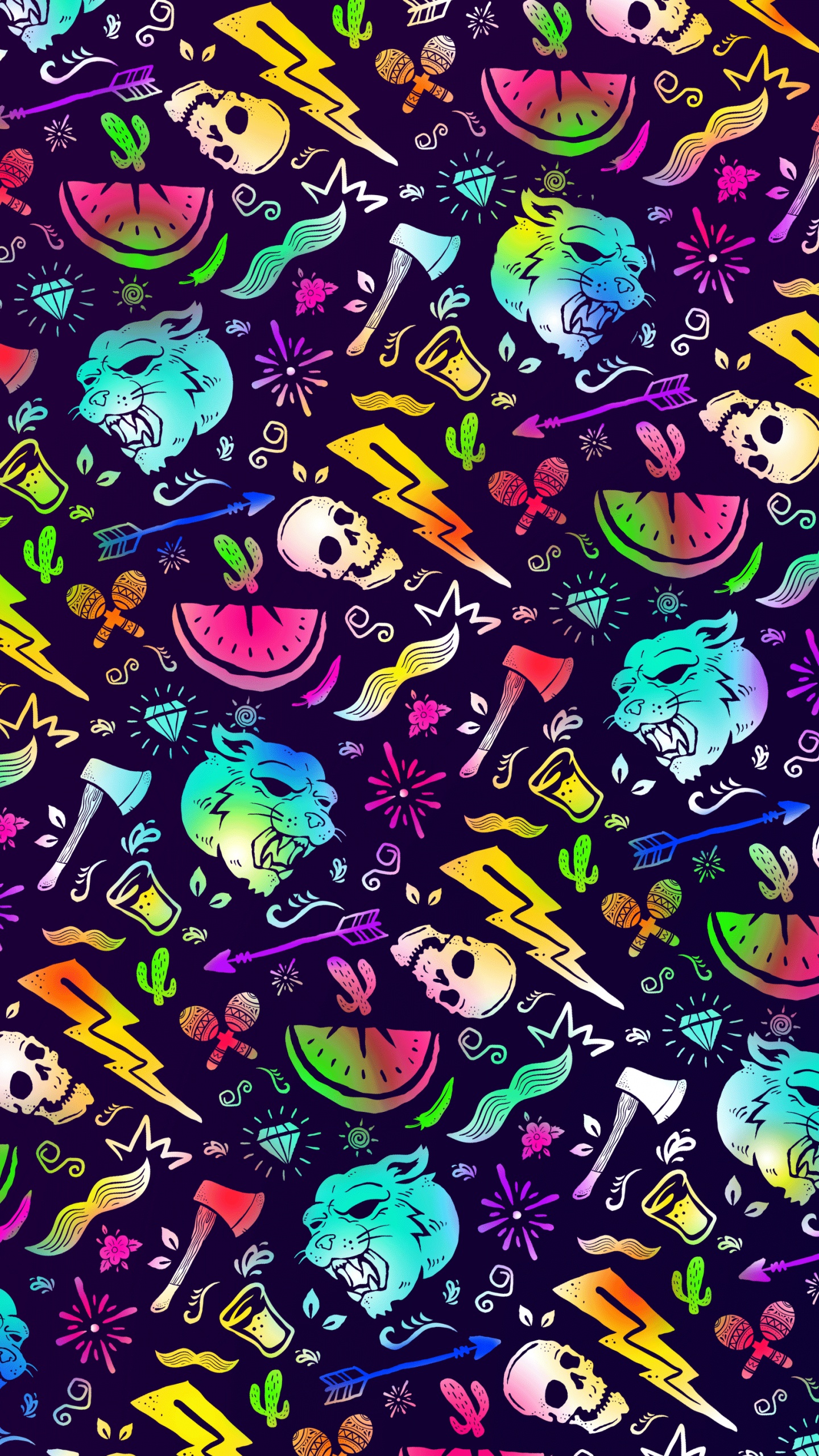 Обои узор, арт, живопись, круг, электрик в разрешении 1440x2560