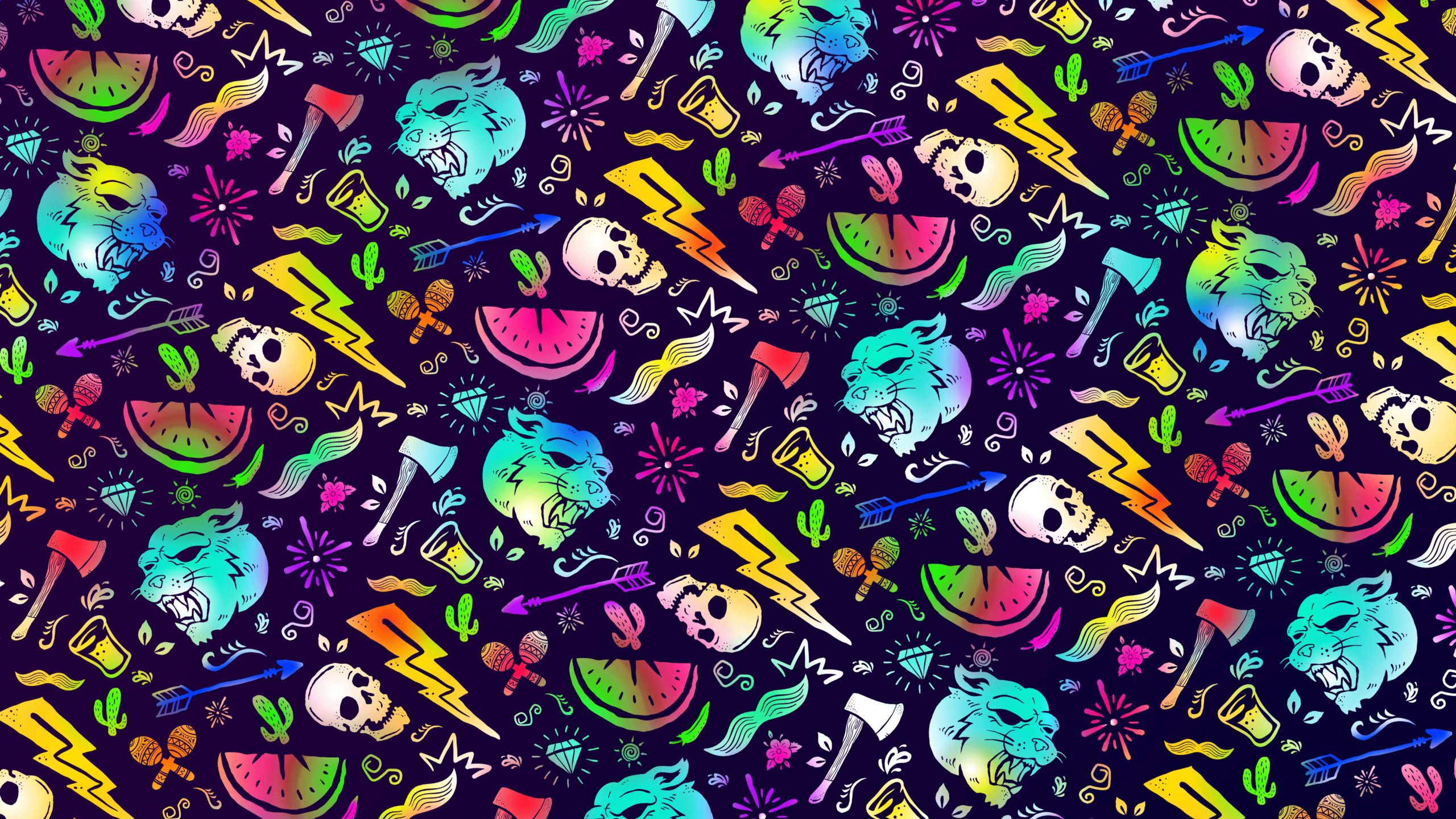 Обои узор, арт, живопись, круг, электрик в разрешении 2560x1440