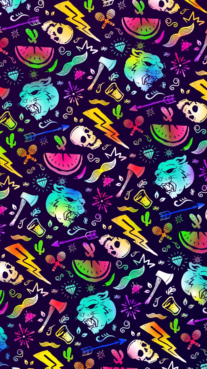 Обои узор, арт, живопись, круг, электрик в разрешении 720x1280