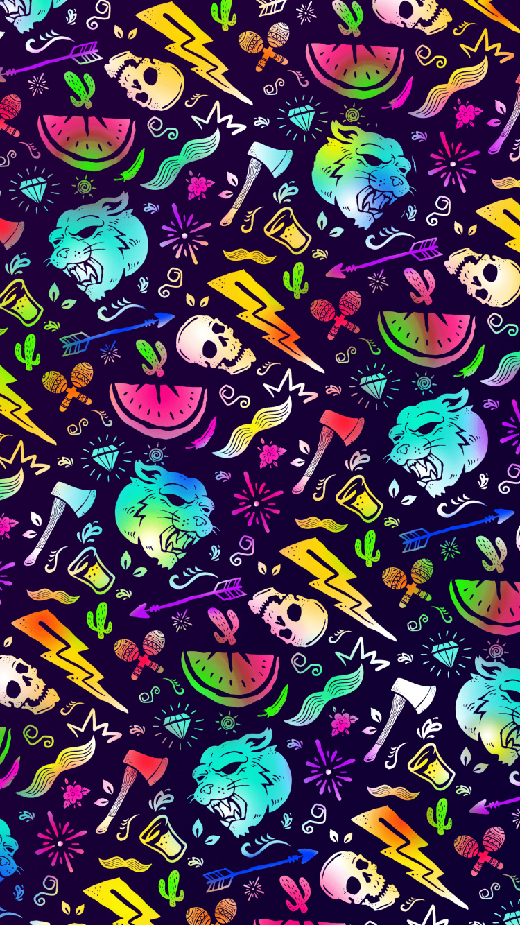 Обои узор, арт, живопись, круг, электрик в разрешении 750x1334