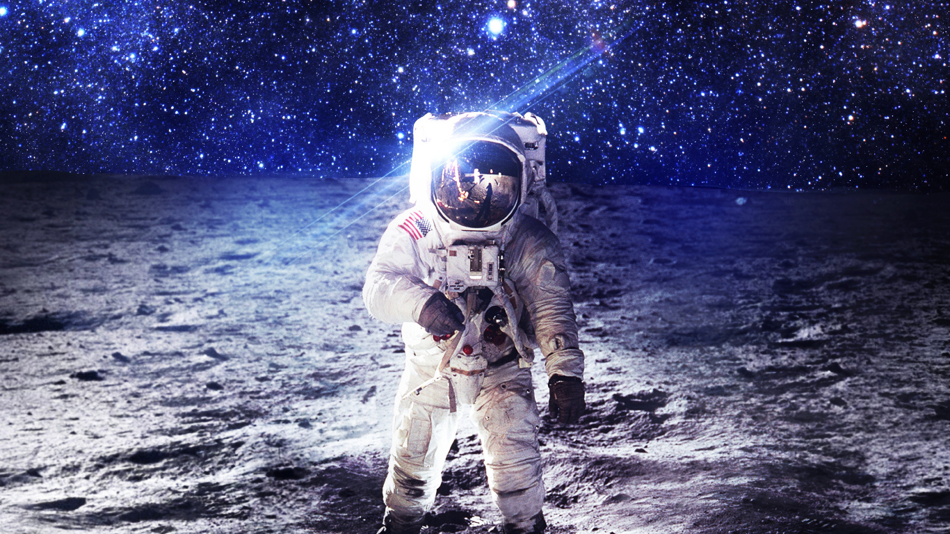 Обои астронавт, НАСА, космическое пространство, Астронавтов НАСА, луна в разрешении 1366x768