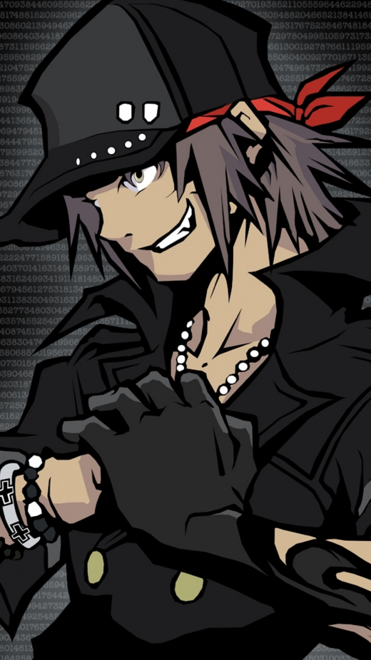 Обои Мир заканчивается с вами, аниме, видеоигра, темнота, характер в разрешении 750x1334