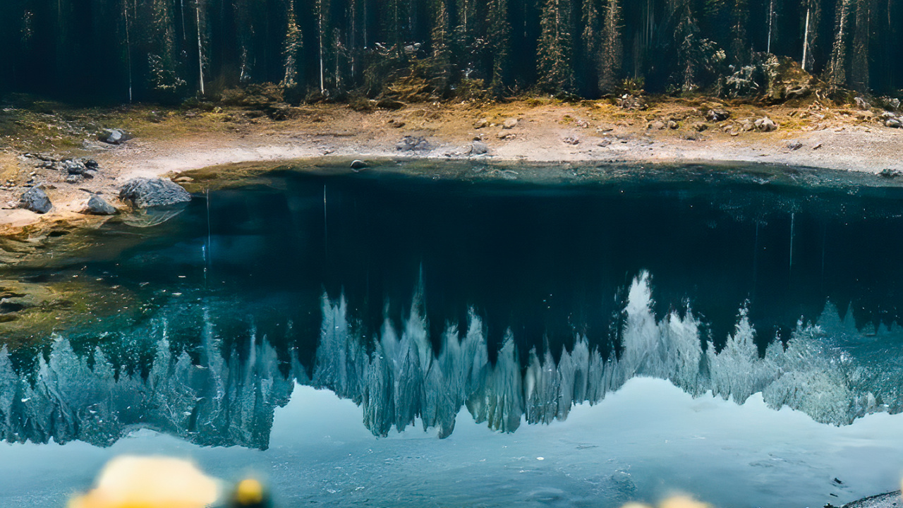 Обои Карерзее, пейзаж, вода, гора, растение в разрешении 1280x720