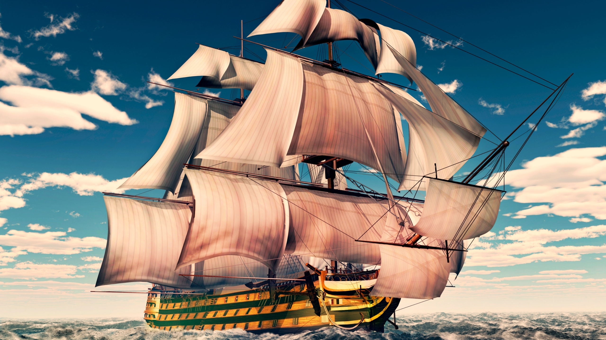 Обои парусник, манильский галеон, каравелла, галеон, ост индийского корабля в разрешении 2560x1440