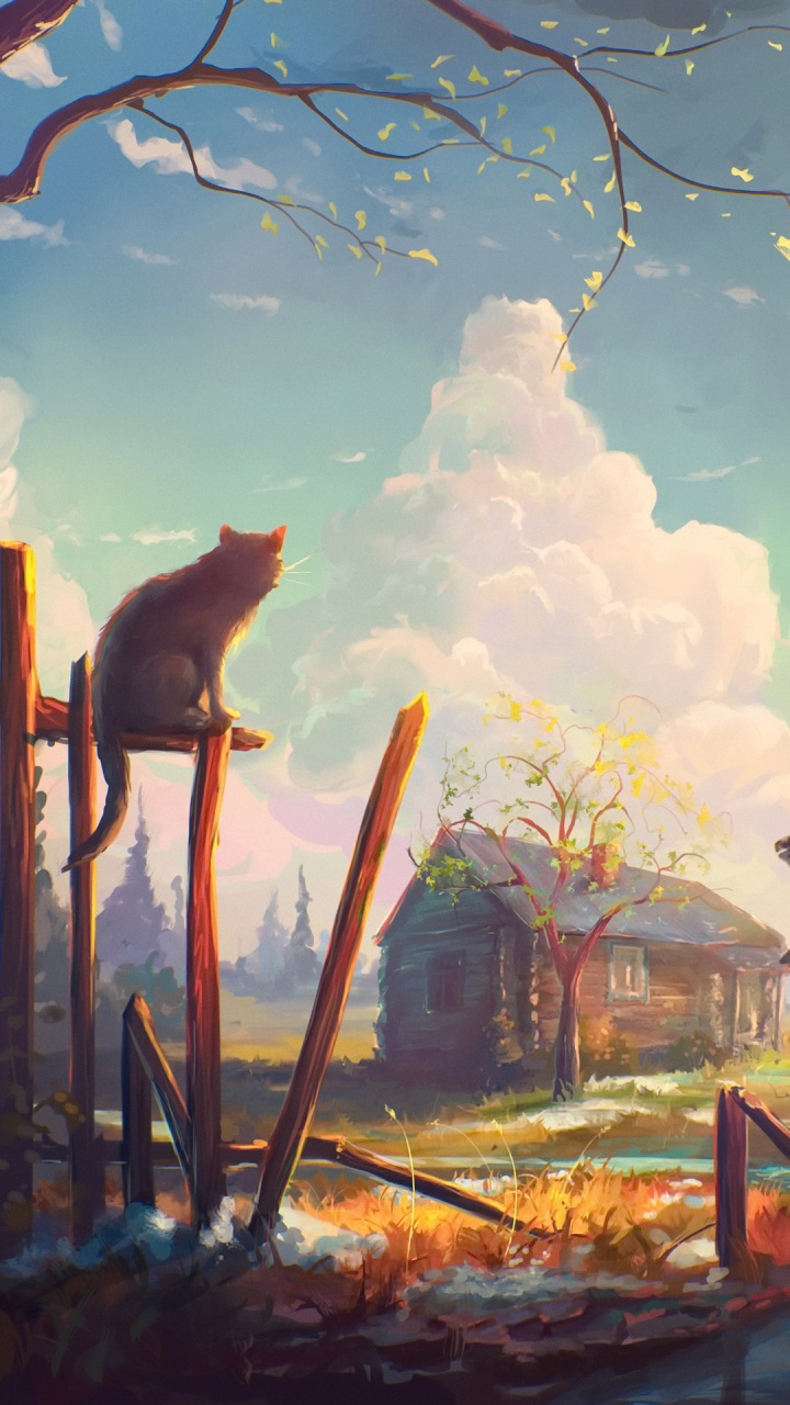 Обои живопись, арт, постер, облако, атмосфера в разрешении 720x1280