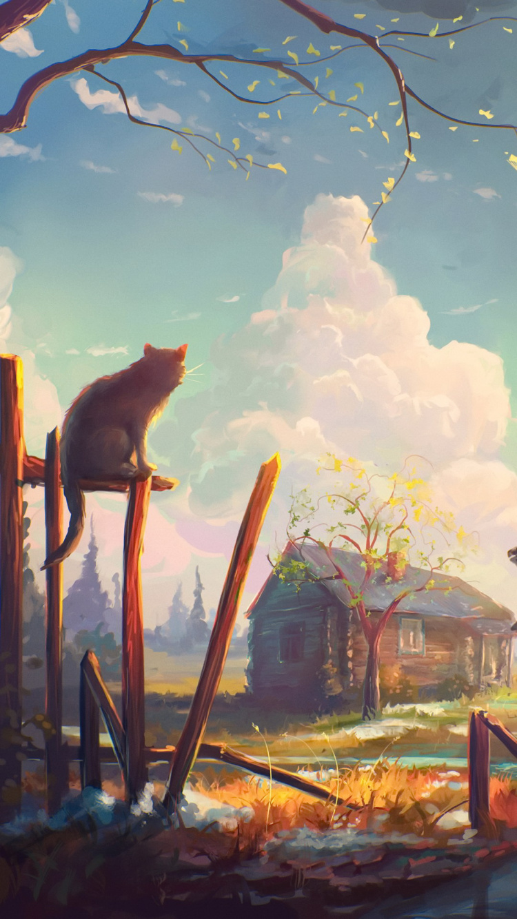 Обои живопись, арт, постер, облако, атмосфера в разрешении 750x1334