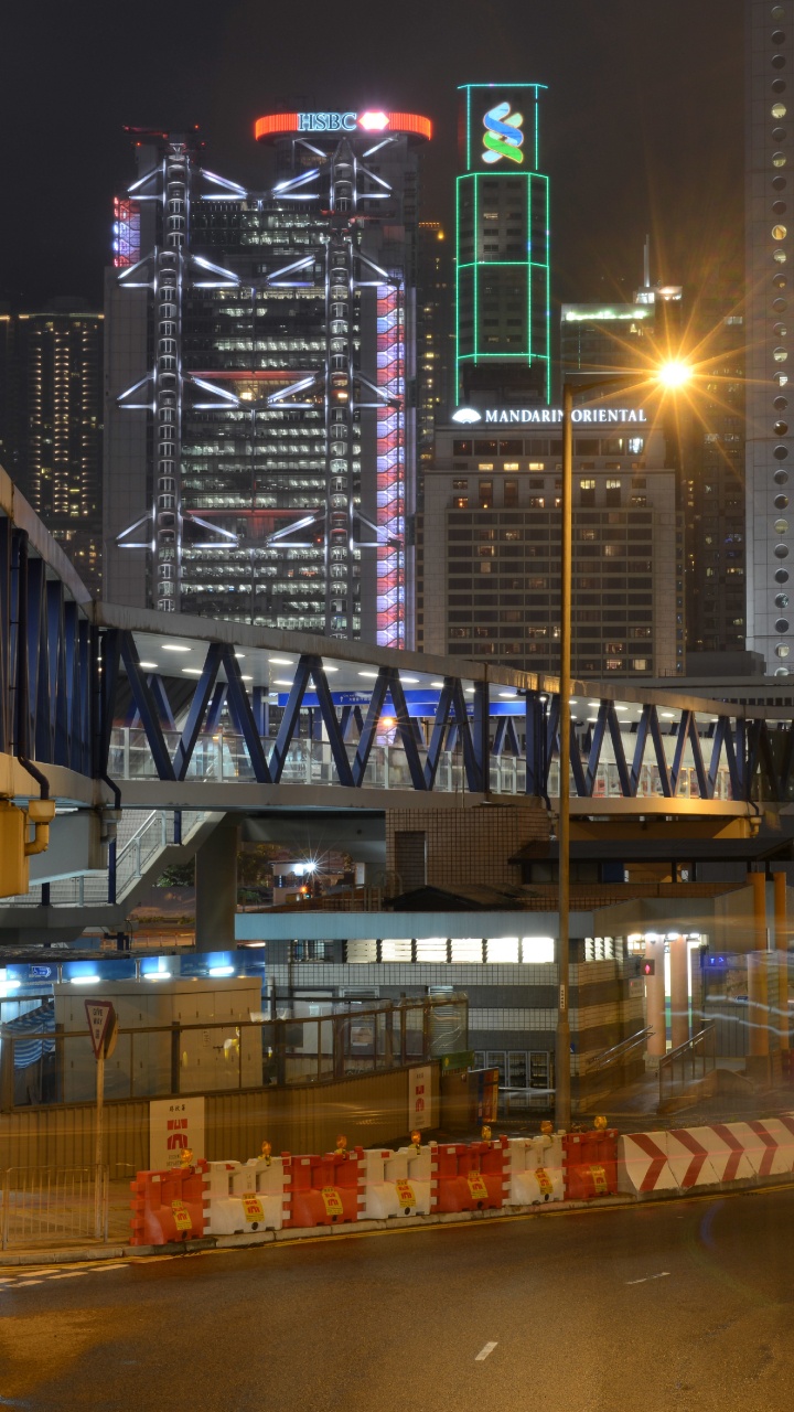 Обои Гонконг, метрополия, город, городской район, ночь в разрешении 720x1280