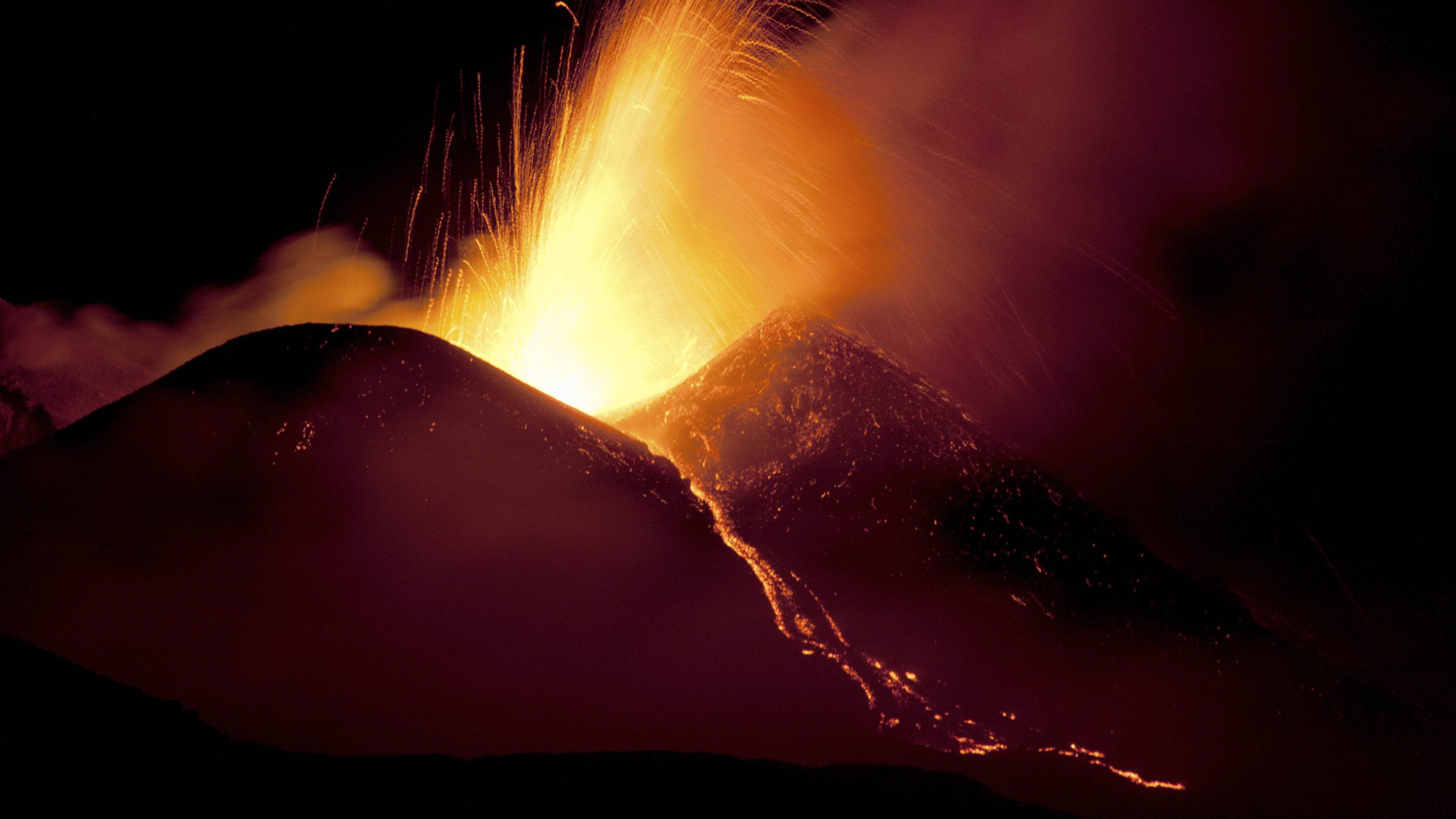 Обои типы вулканических извержений, Этна, вулкан, лава, земля в разрешении 2560x1440