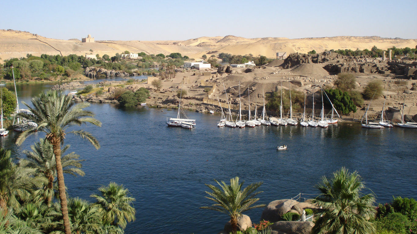 Обои озеро, Луксор, Асуан, Слоновьей, дерево в разрешении 1366x768