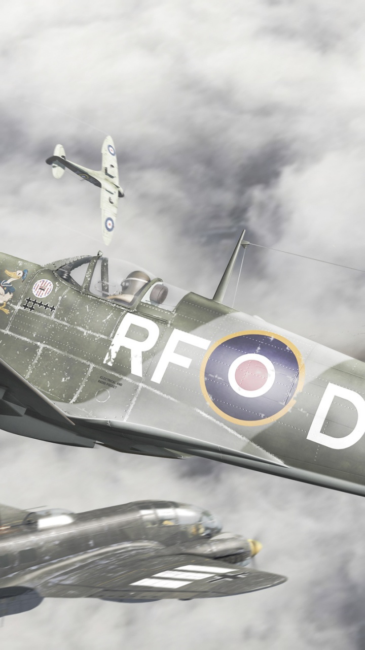 Обои супермарин спитфайр, Мессершмитт bf 109, самолеты, самолет, военный самолет в разрешении 720x1280