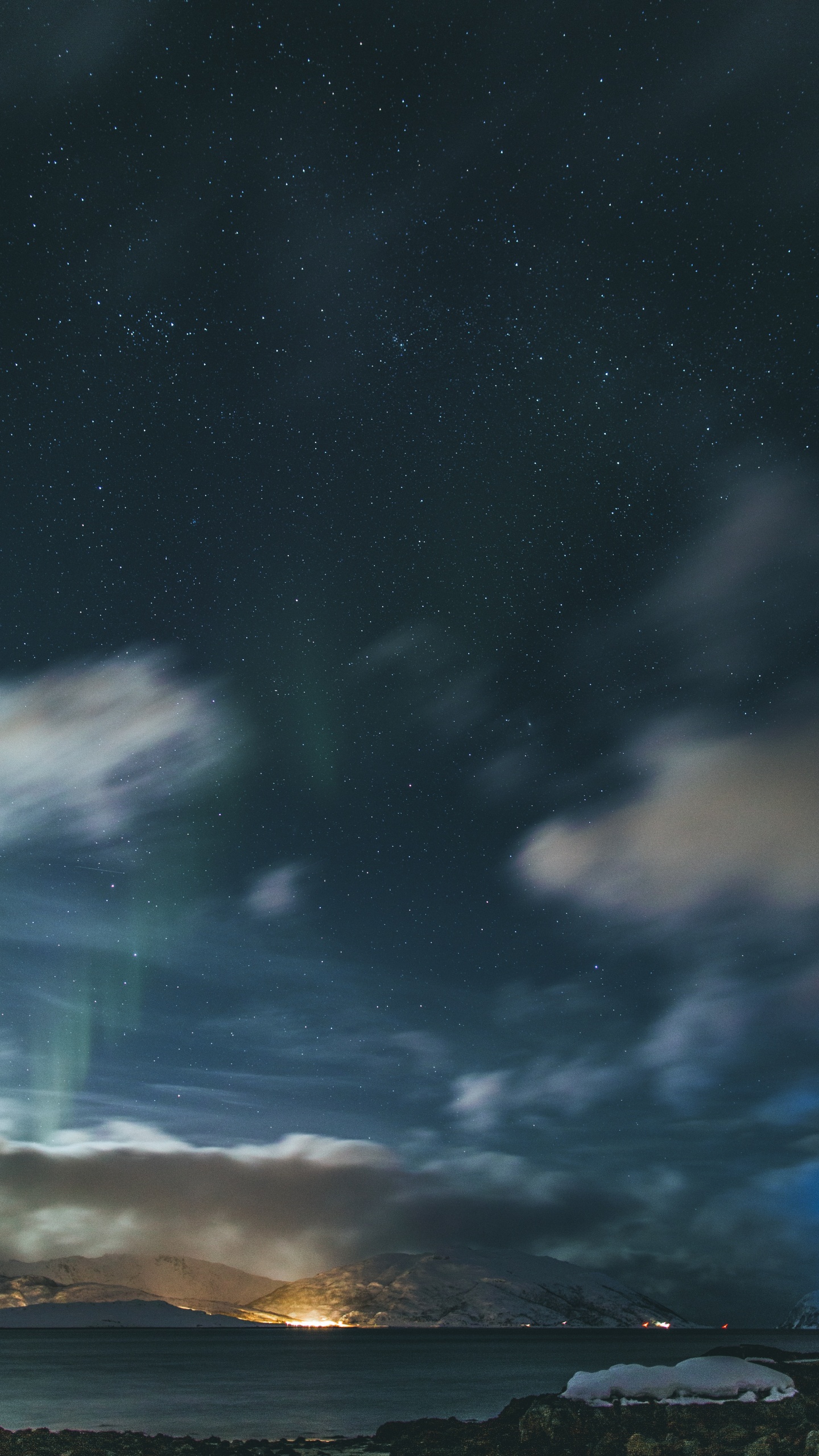 Обои облако, атмосфера, ночь, горизонт, море в разрешении 1440x2560