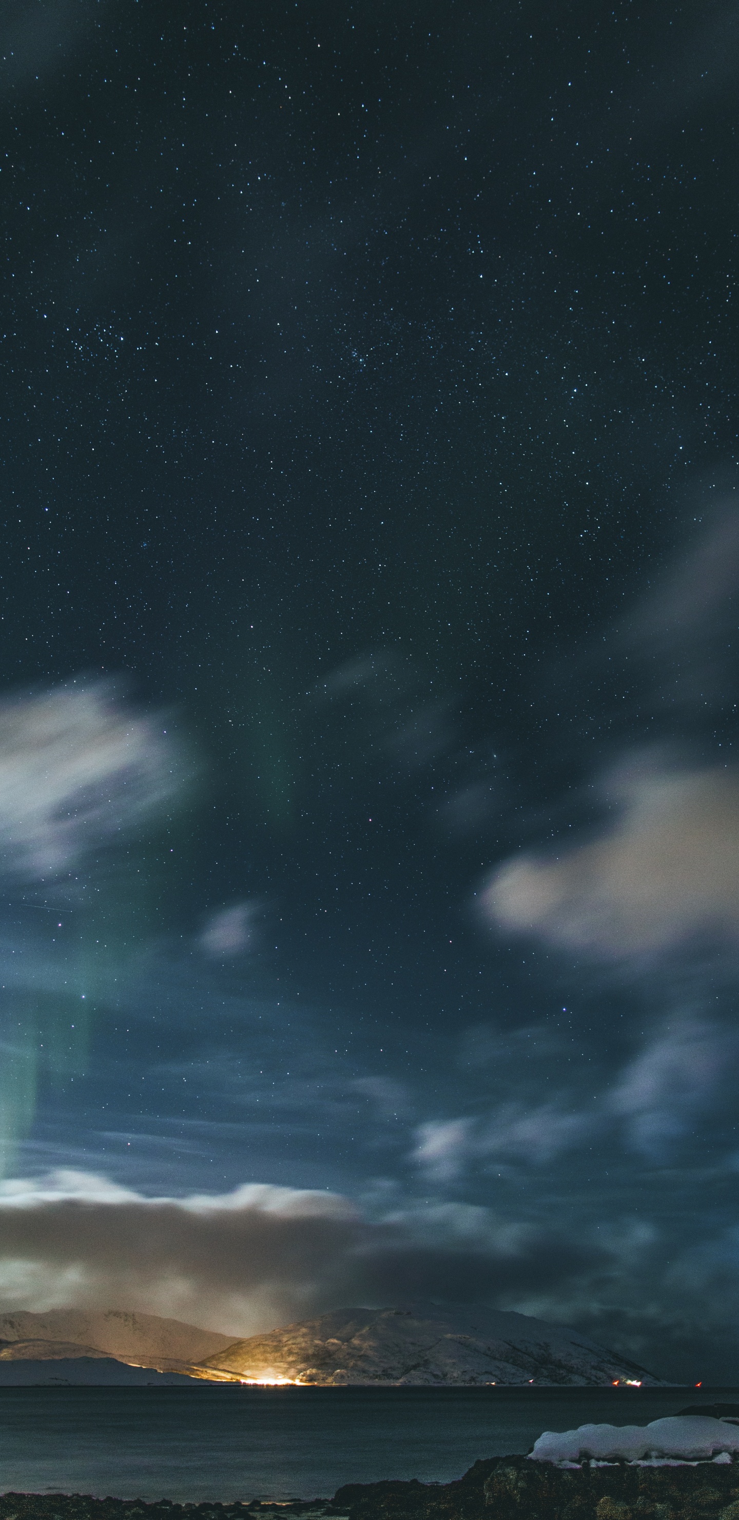 Обои облако, атмосфера, ночь, горизонт, море в разрешении 1440x2960