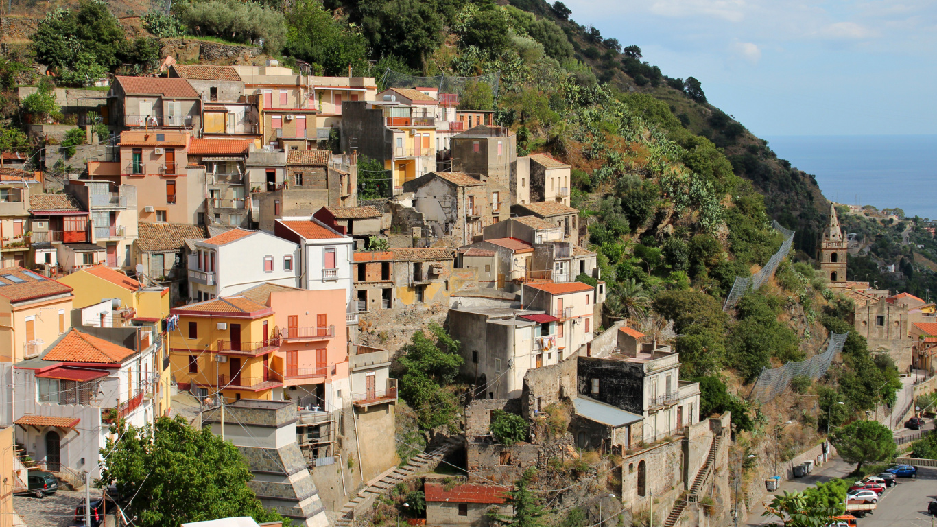 Обои горная деревня, городок, соседство, жилой район, деревня в разрешении 1366x768