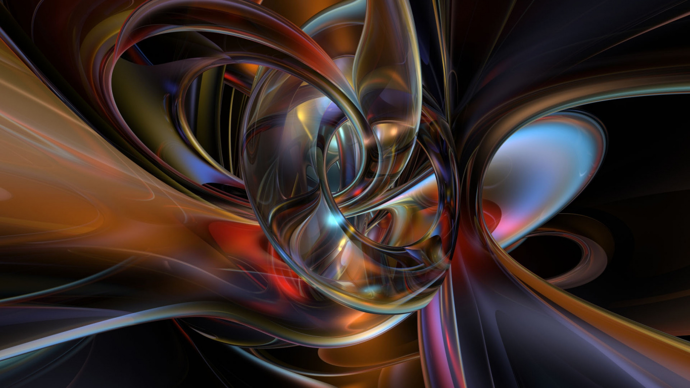 Обои фрактальное искусство, синий цвет, абстракция, наложение текстуры, цвета в разрешении 1366x768