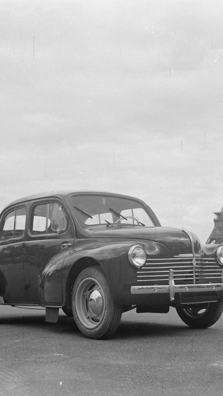 Обои Эйфелева башня, Рено 4cv, Рено, авто, классический автомобиль в разрешении 720x1280