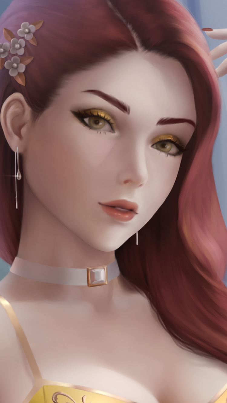 Обои арт, цифровое искусство, лицо, волосы, кожа в разрешении 750x1334