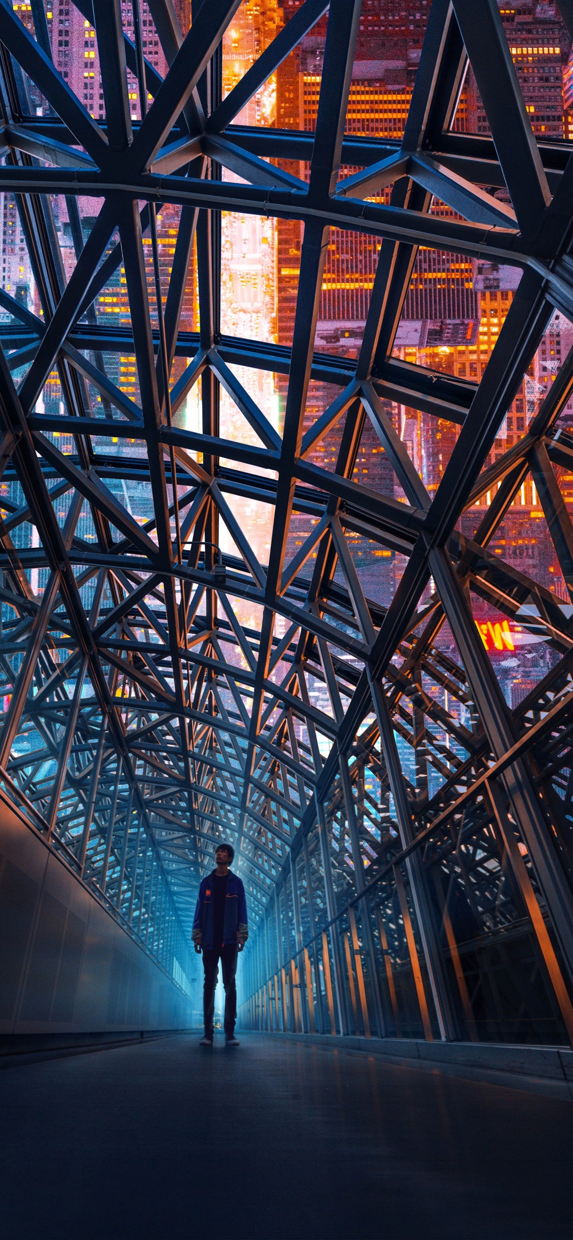 Обои ориентир, свет, инфраструктура, треугольник, здание в разрешении 1125x2436