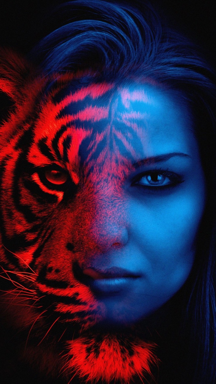 Обои голова, телефон, ресничка, арт, пурпурный цвет в разрешении 720x1280