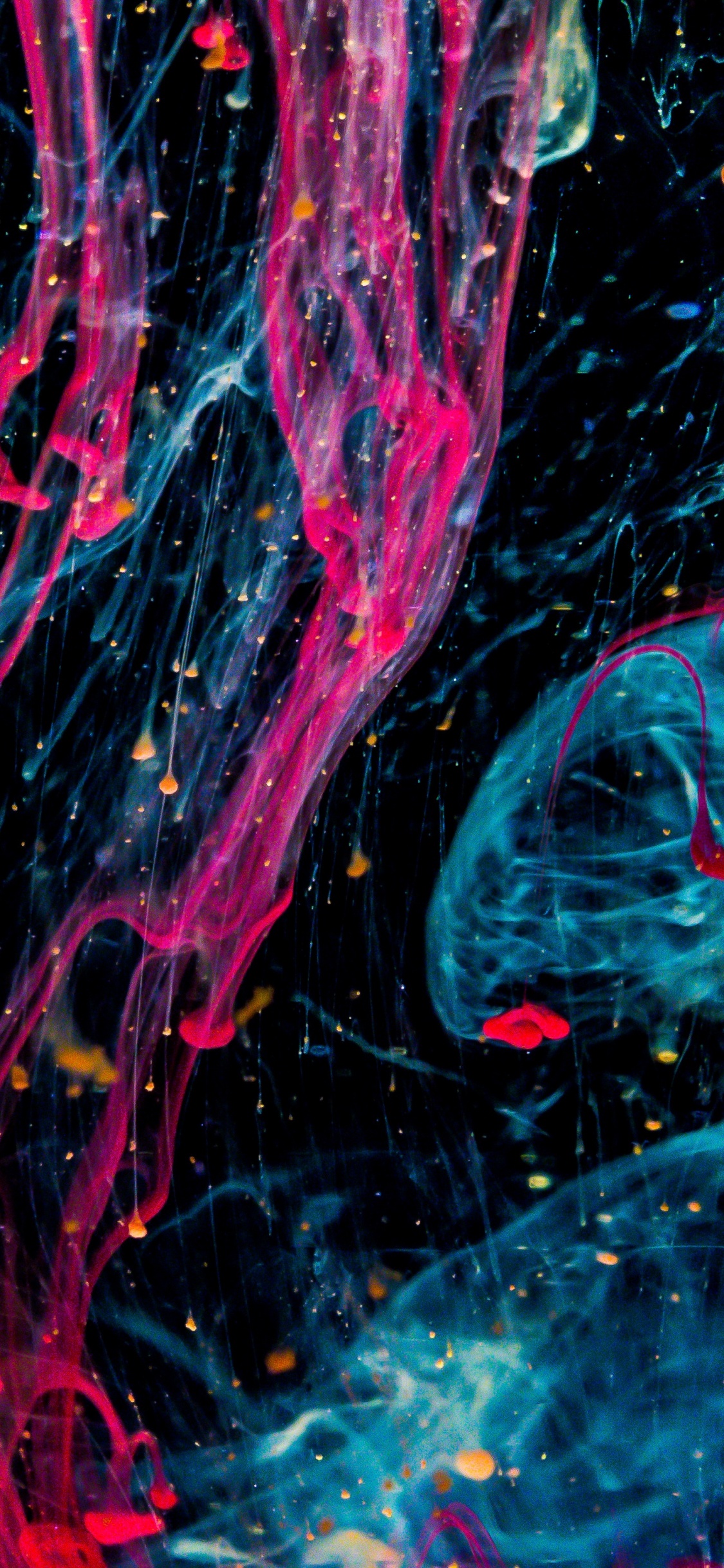 Обои живопись, абстрактное искусство, синий, фрактальное искусство, свет в разрешении 1125x2436