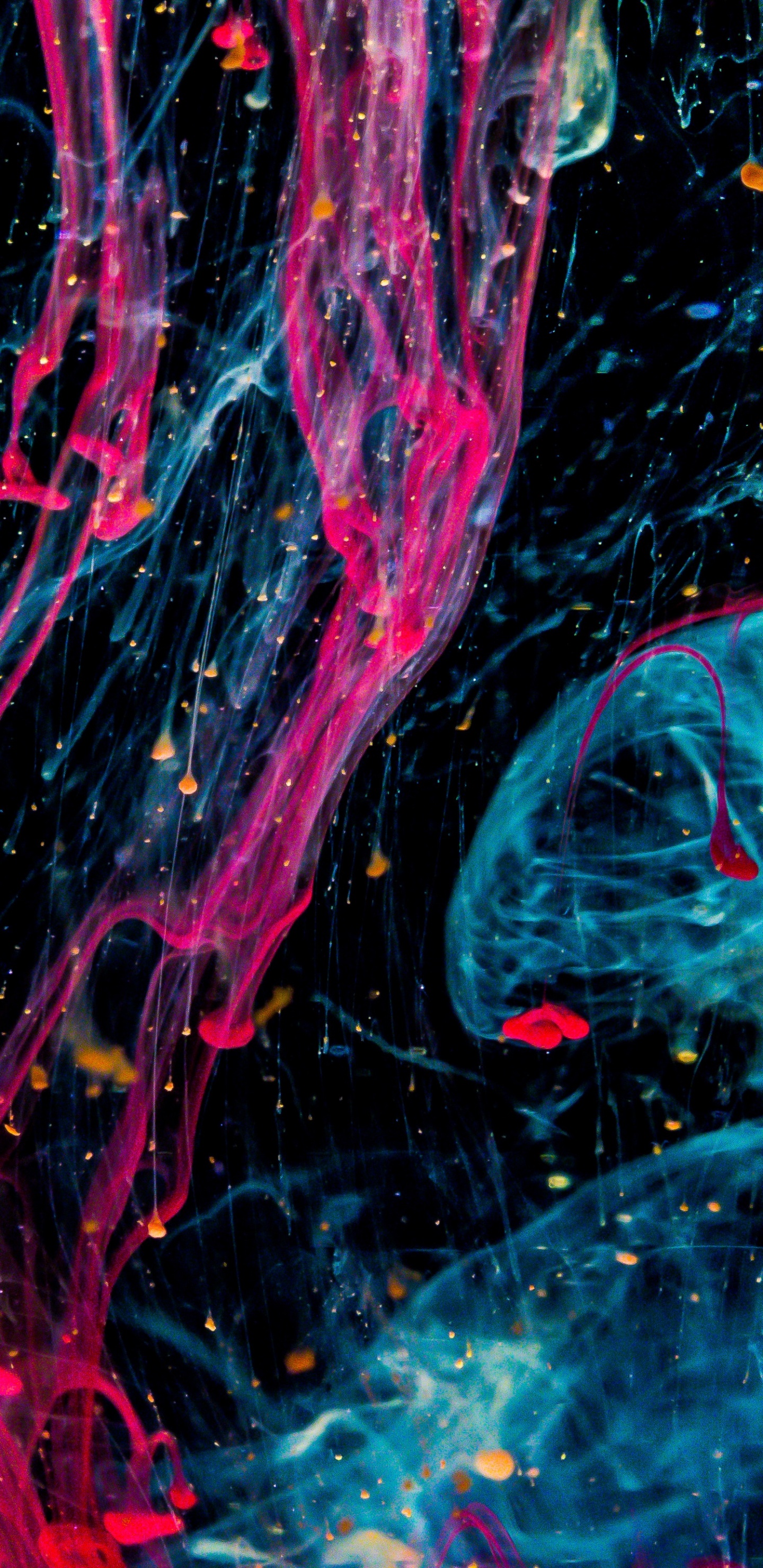 Обои живопись, абстрактное искусство, синий, фрактальное искусство, свет в разрешении 1440x2960