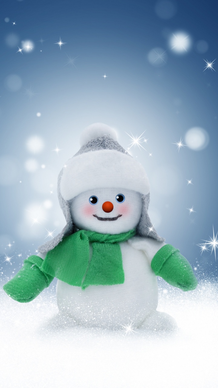 Обои Рождественский день, снег, зима, Снеговик, Играть в снегу в разрешении 720x1280