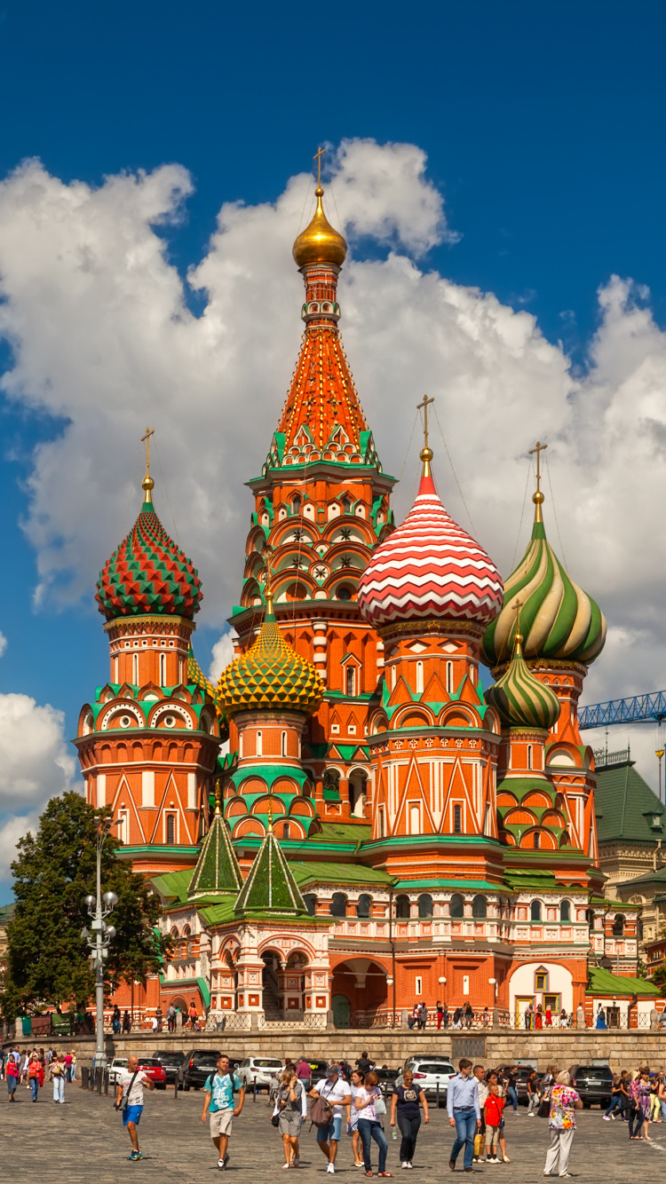 Обои собор Василия Блаженного, собор, ориентир, место поклонения, туризм в разрешении 750x1334