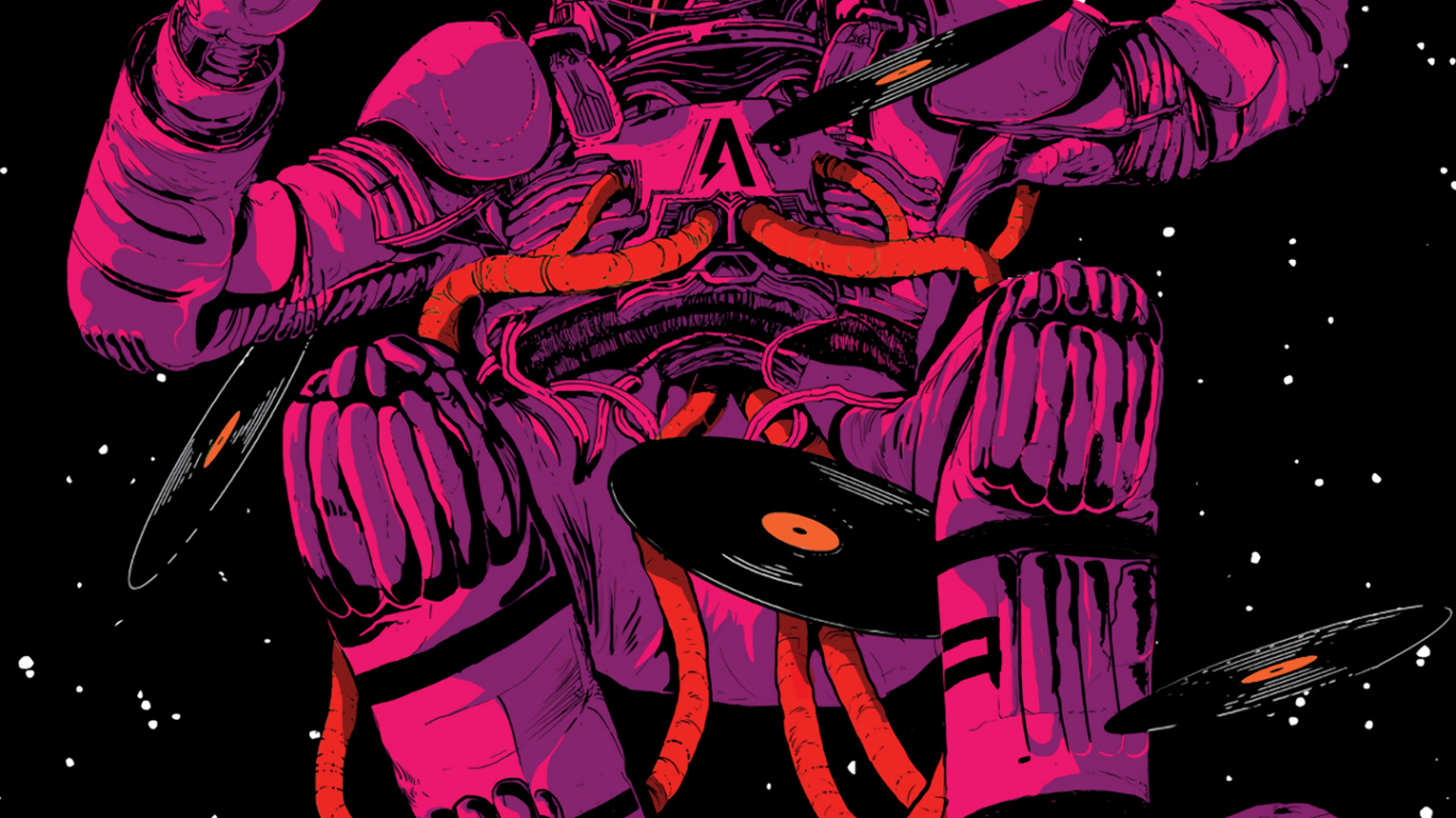 Обои иллюстрация, пост-панк, кафе кинотеатр, арт, новая волна в разрешении 1366x768