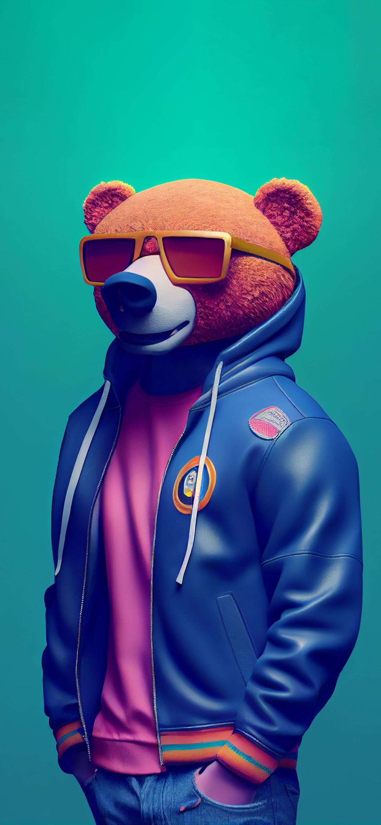 Обои мужчина, лазурный, солнечные очки, пурпур, рукав в разрешении 1242x2688