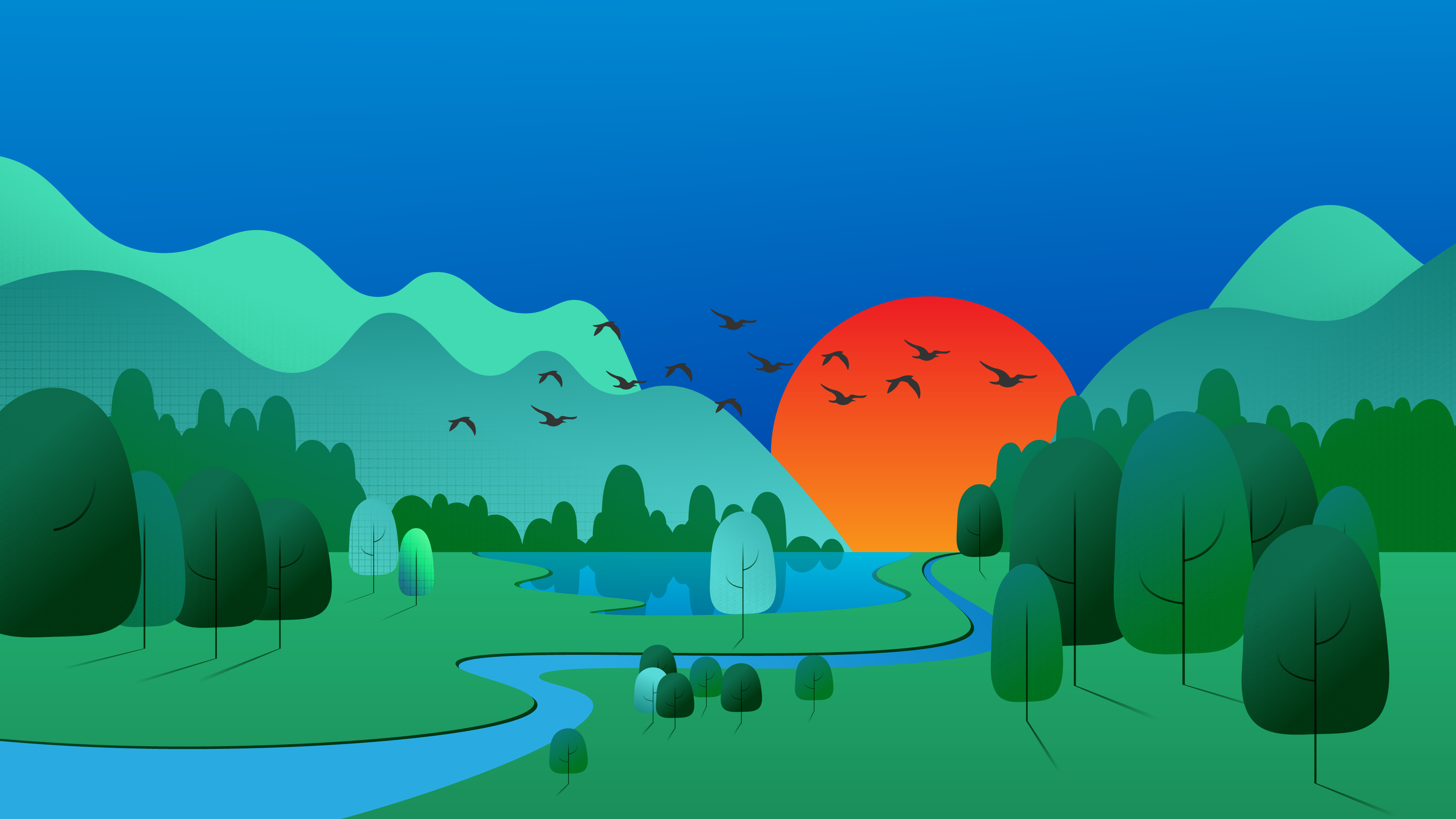 Обои пейзаж, арт, мир, анимация, иллюстрация в разрешении 3840x2160