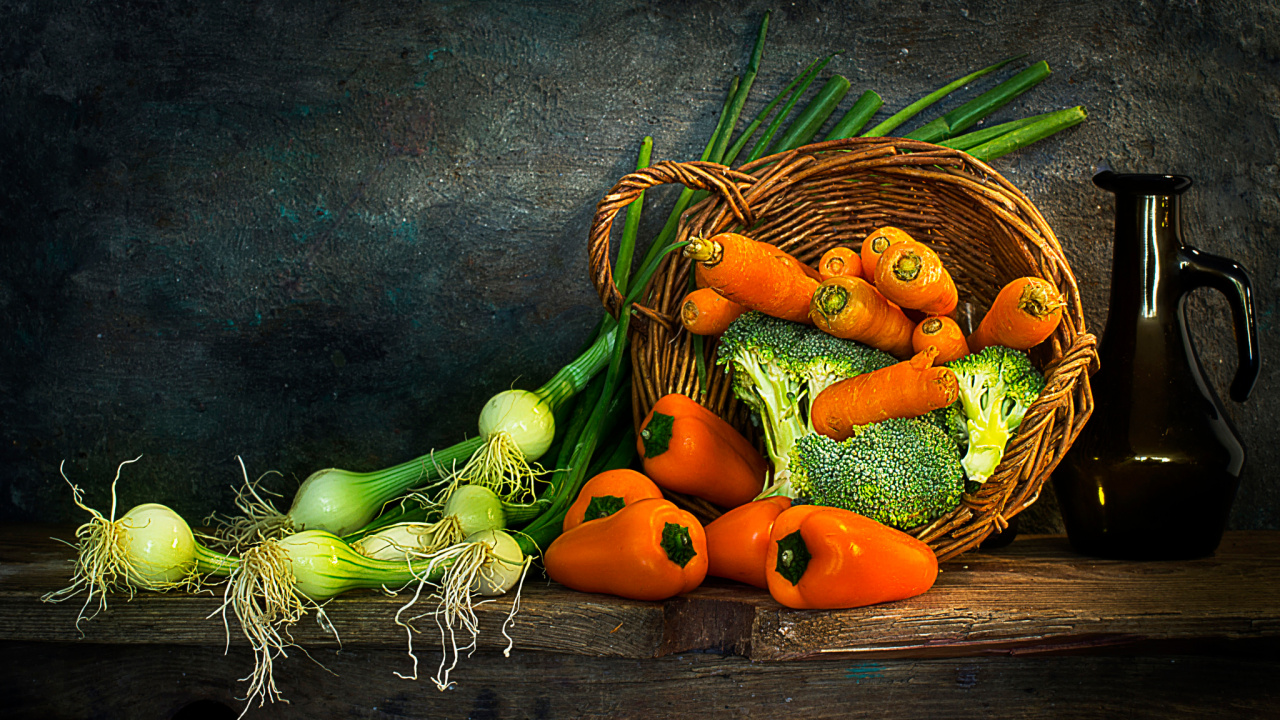 Обои овощ, натюрморт, фрукты, природные продукты, тыквы в разрешении 1280x720