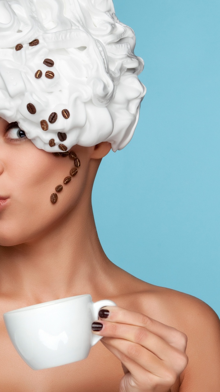 Обои красота, головной убор, аксессуар для волос, напиток, черные волосы в разрешении 720x1280