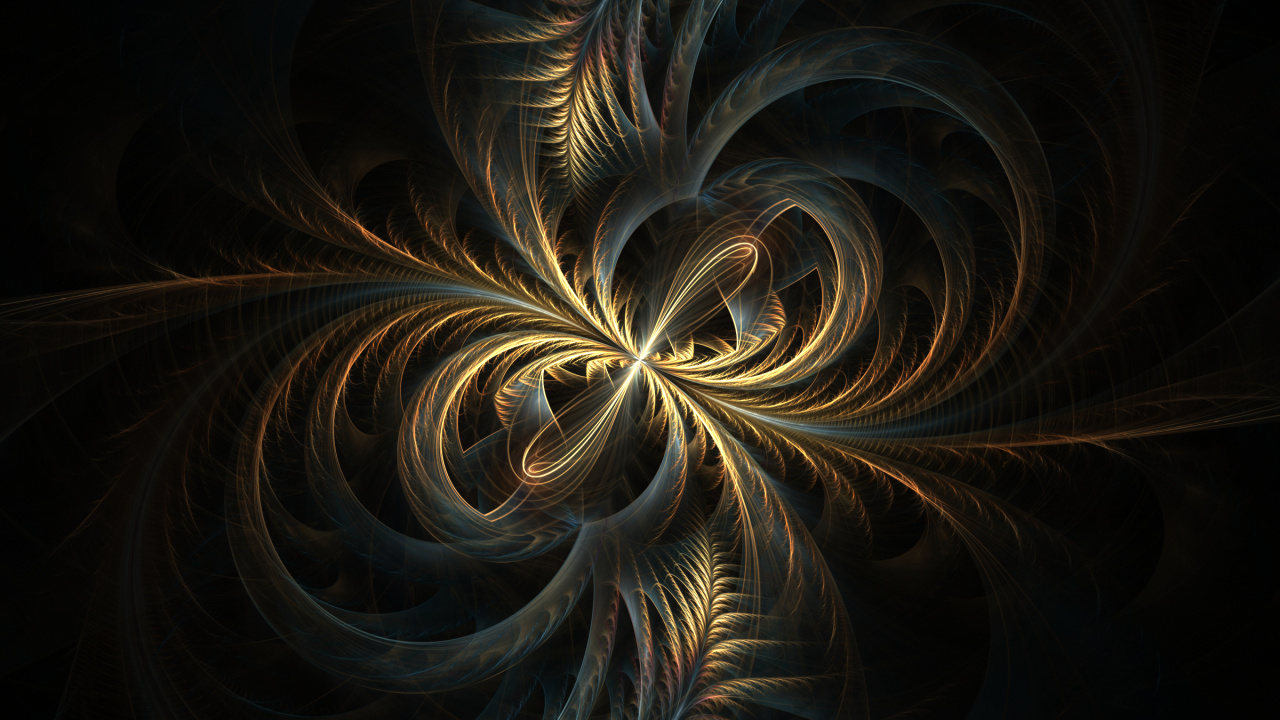 Обои фрактальное искусство, узор, вихрь, темнота, арт в разрешении 1280x720