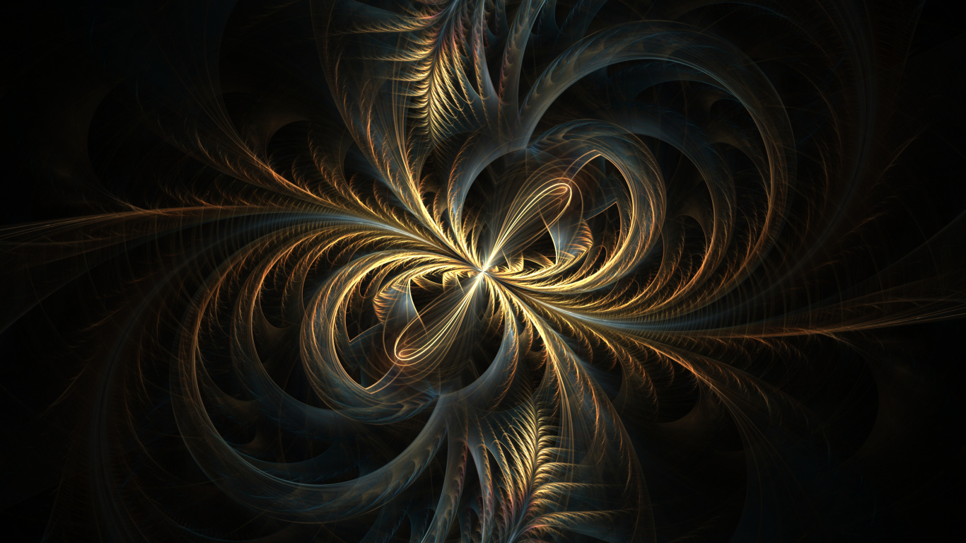Обои фрактальное искусство, узор, вихрь, темнота, арт в разрешении 1366x768