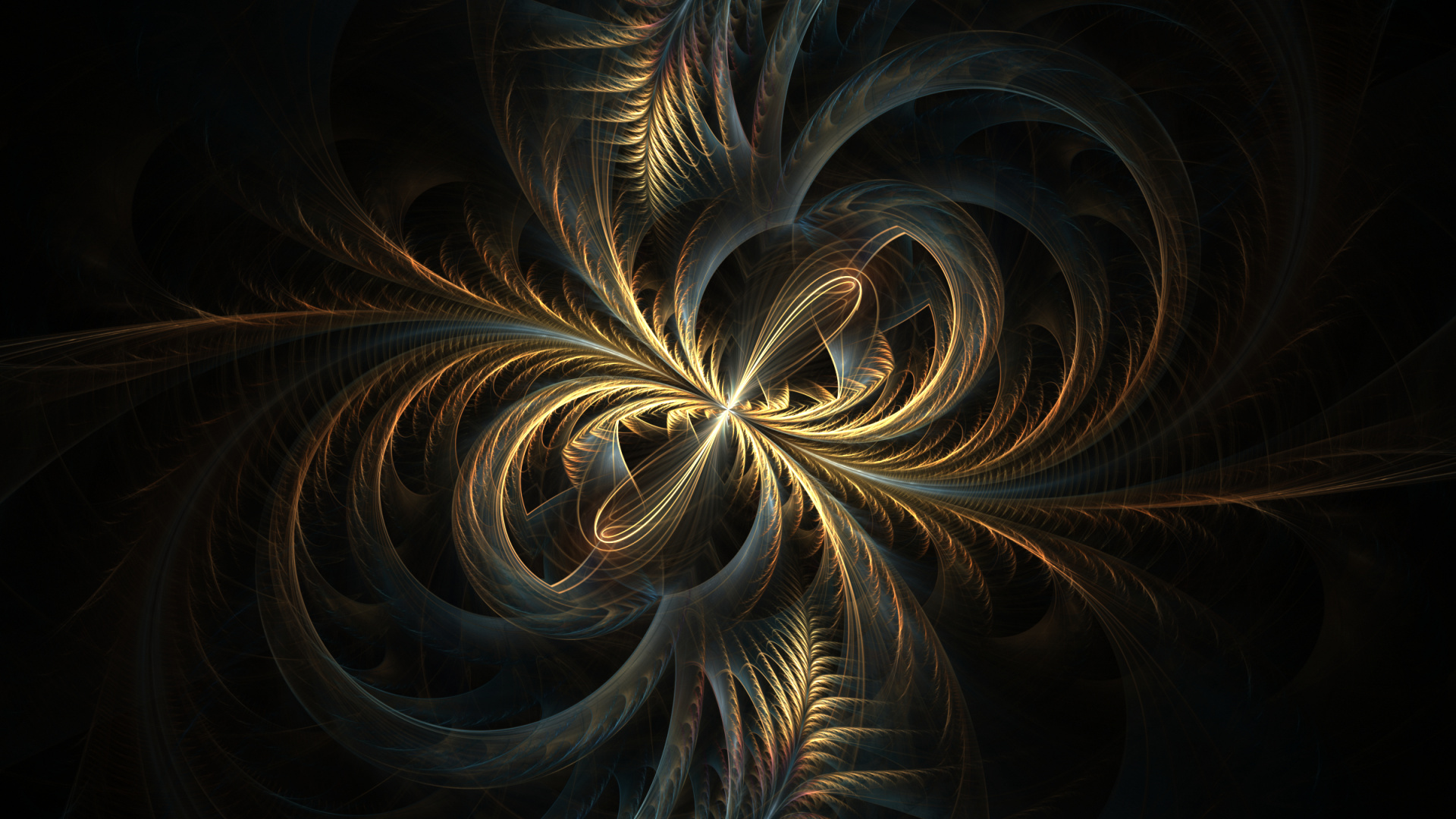 Обои фрактальное искусство, узор, вихрь, темнота, арт в разрешении 1920x1080