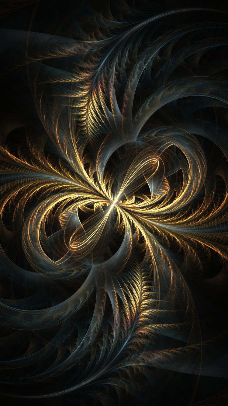 Обои фрактальное искусство, узор, вихрь, темнота, арт в разрешении 750x1334