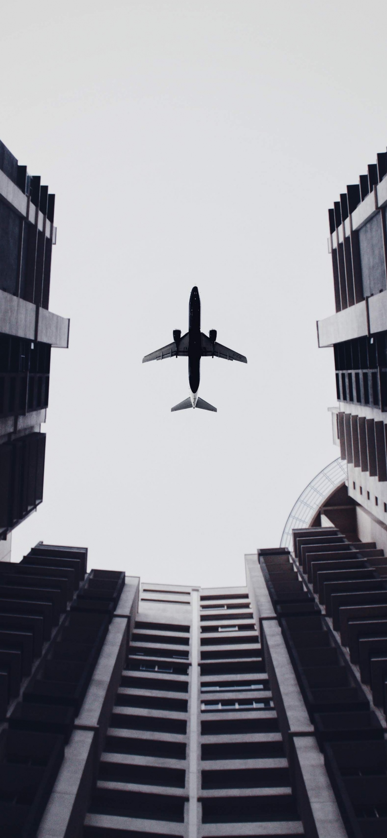 Обои самолет, белые, черный, архитектура, монохромный в разрешении 1242x2688