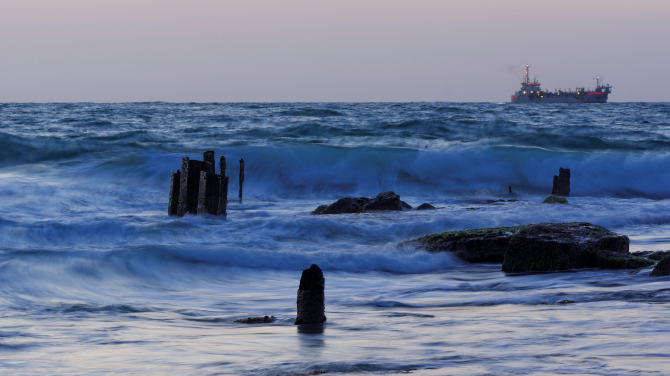 Обои море, океан, побережье, водоем, волна в разрешении 1366x768