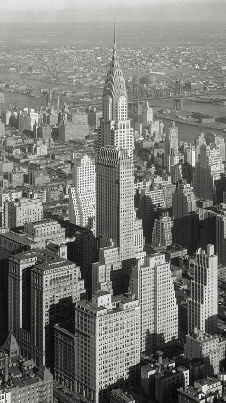 Обои Крайслер-Билдинг, Эмпайр Стейт Билдинг, небоскреб, городской пейзаж, город в разрешении 750x1334