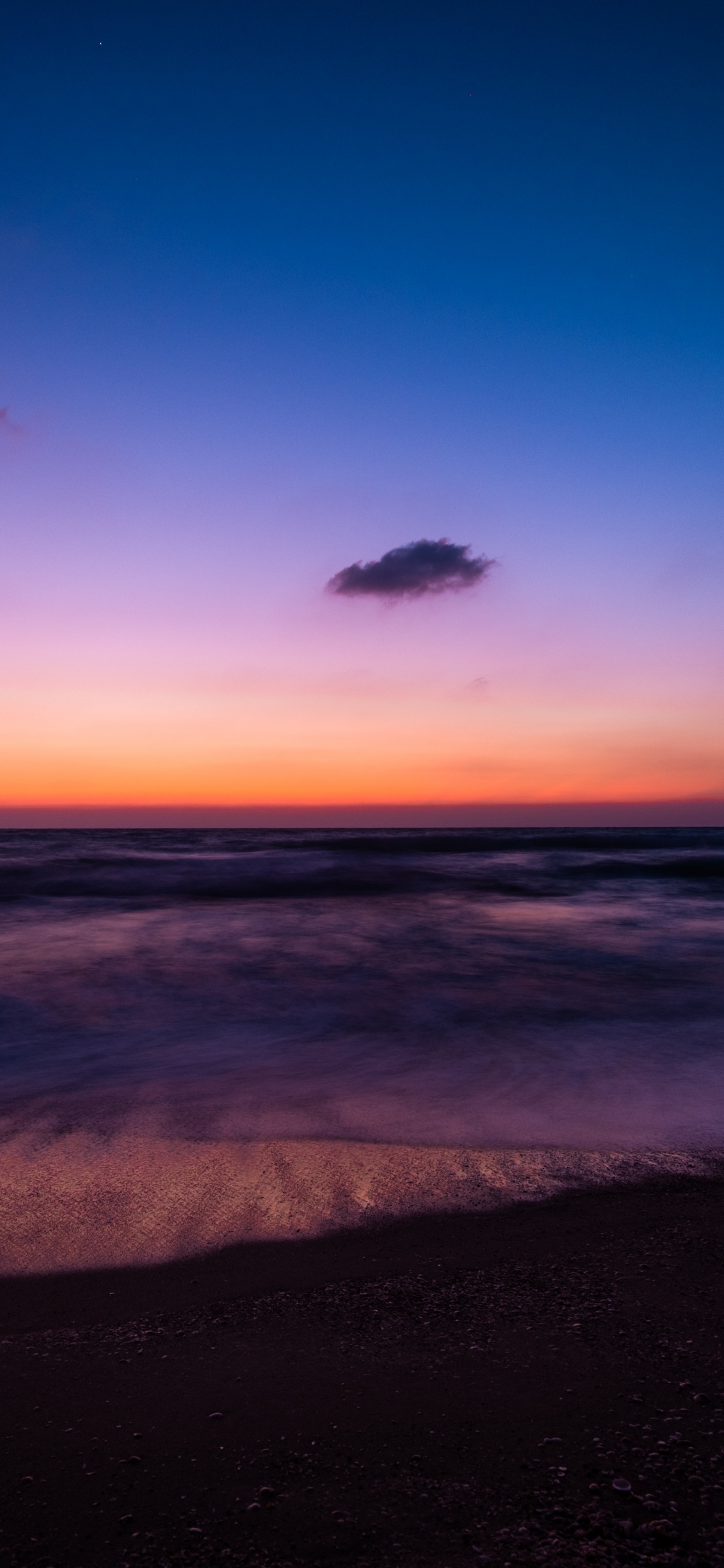 Обои восход солнца, пляж, дизайн, небо, сумрак в разрешении 1242x2688