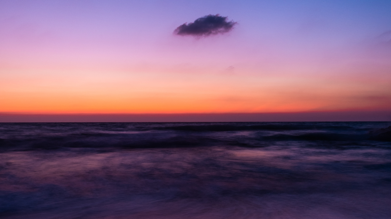 Обои восход солнца, пляж, дизайн, небо, сумрак в разрешении 1366x768