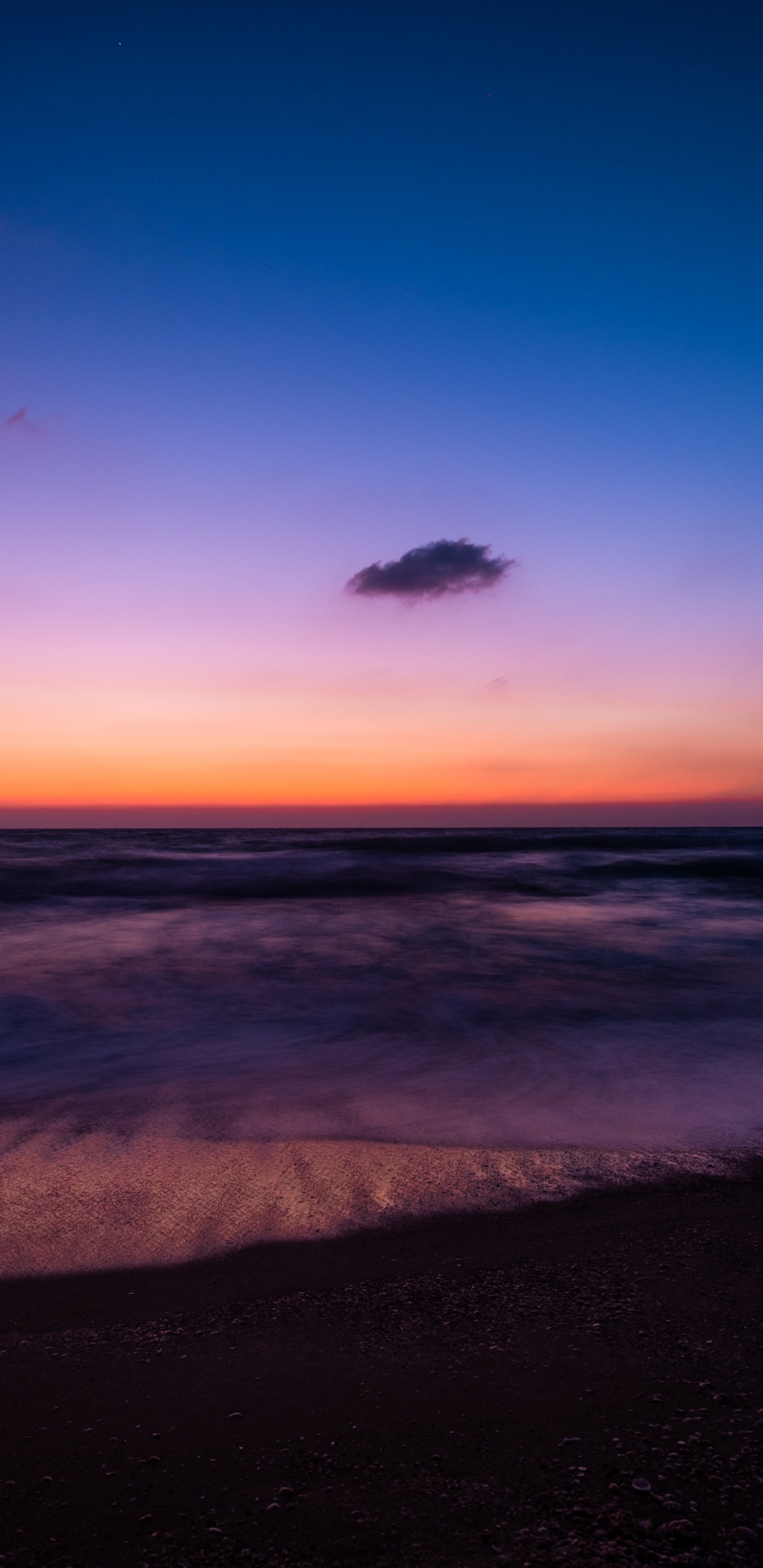 Обои восход солнца, пляж, дизайн, небо, сумрак в разрешении 1440x2960