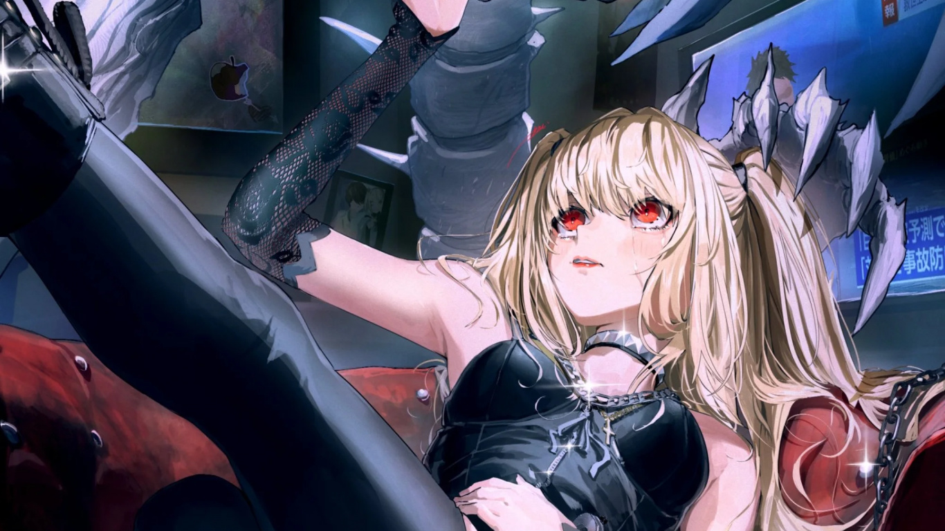 Обои Миса аманэ, Ягами Лайт, Р Е М, Мелло, рюк в разрешении 1366x768