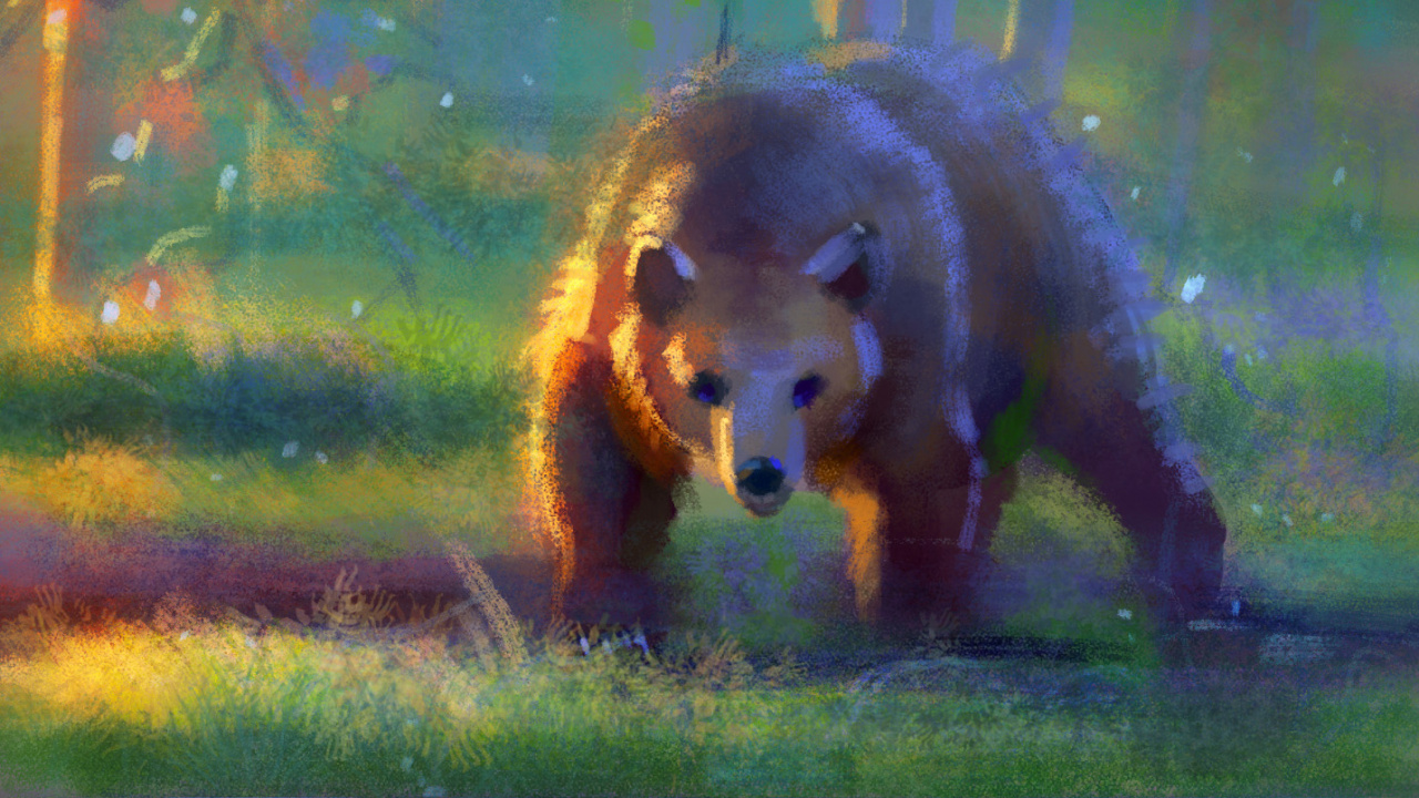 Обои наземные животные, адаптация, морда, живая природа, живопись в разрешении 1280x720