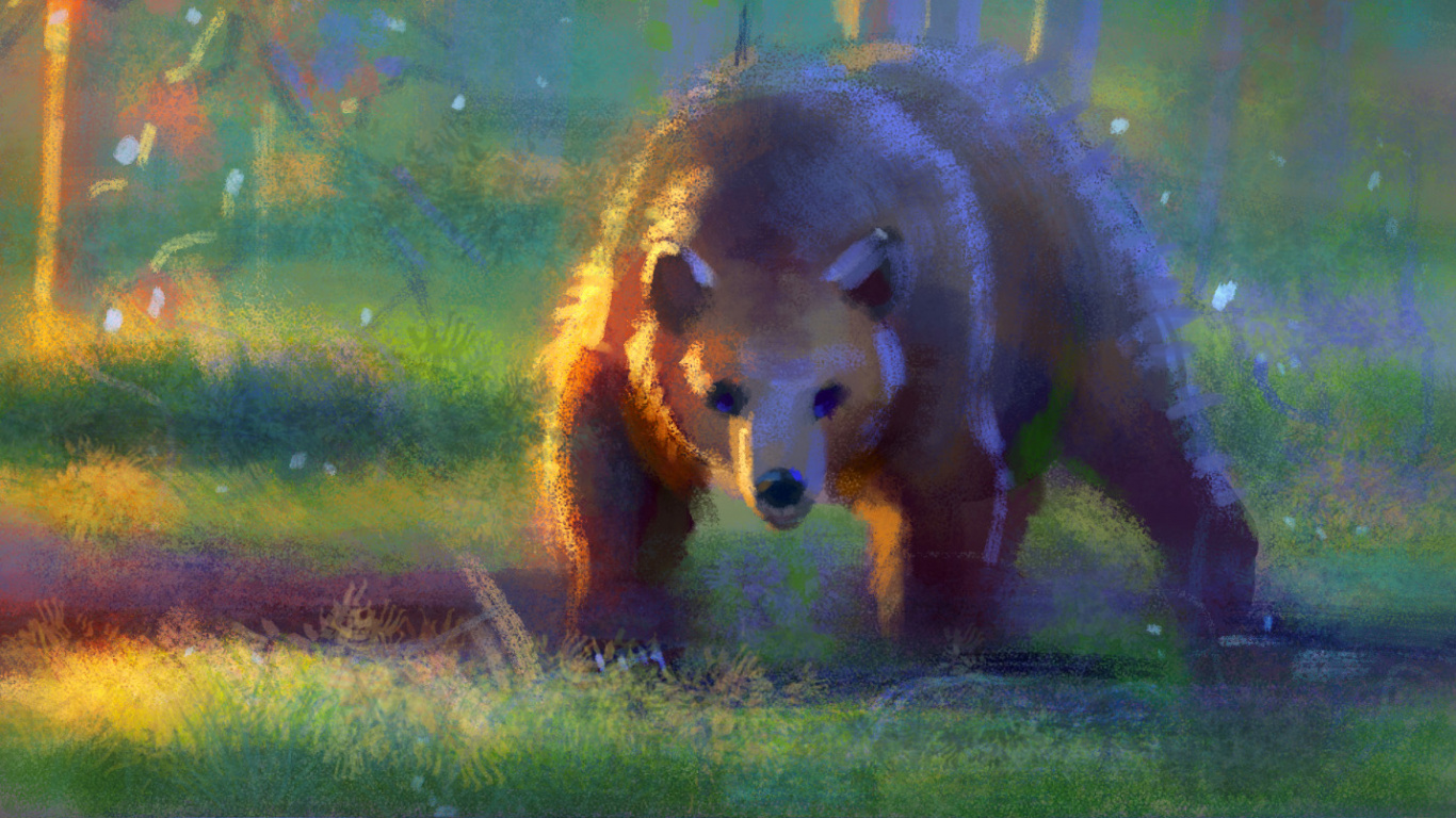 Обои наземные животные, адаптация, морда, живая природа, живопись в разрешении 1366x768