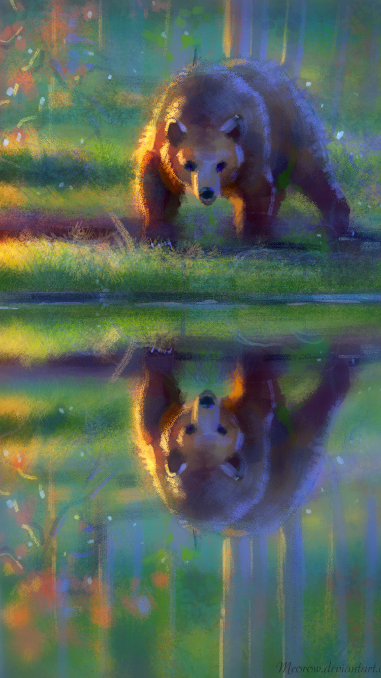 Обои наземные животные, адаптация, морда, живая природа, живопись в разрешении 750x1334